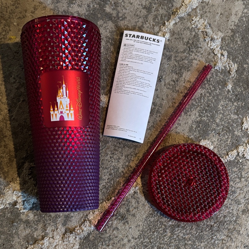Starbucks Burgundy Tumbler with Castle Design